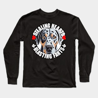 Funny Catahoula Leopard Dog Stealing Hearts Blasting Farts Dog Cute Puppy Long Sleeve T-Shirt